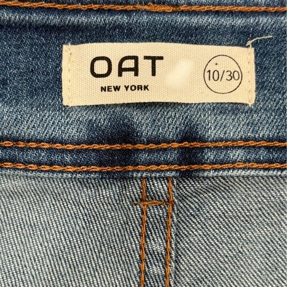 OAT New York Wide-Leg Denim Jeans Raw-Hem Blue Womens Size 10/30 - Picture 3 of 8